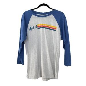 Stranger Things Mens Henley Top Pullover Grey Blue M Medium